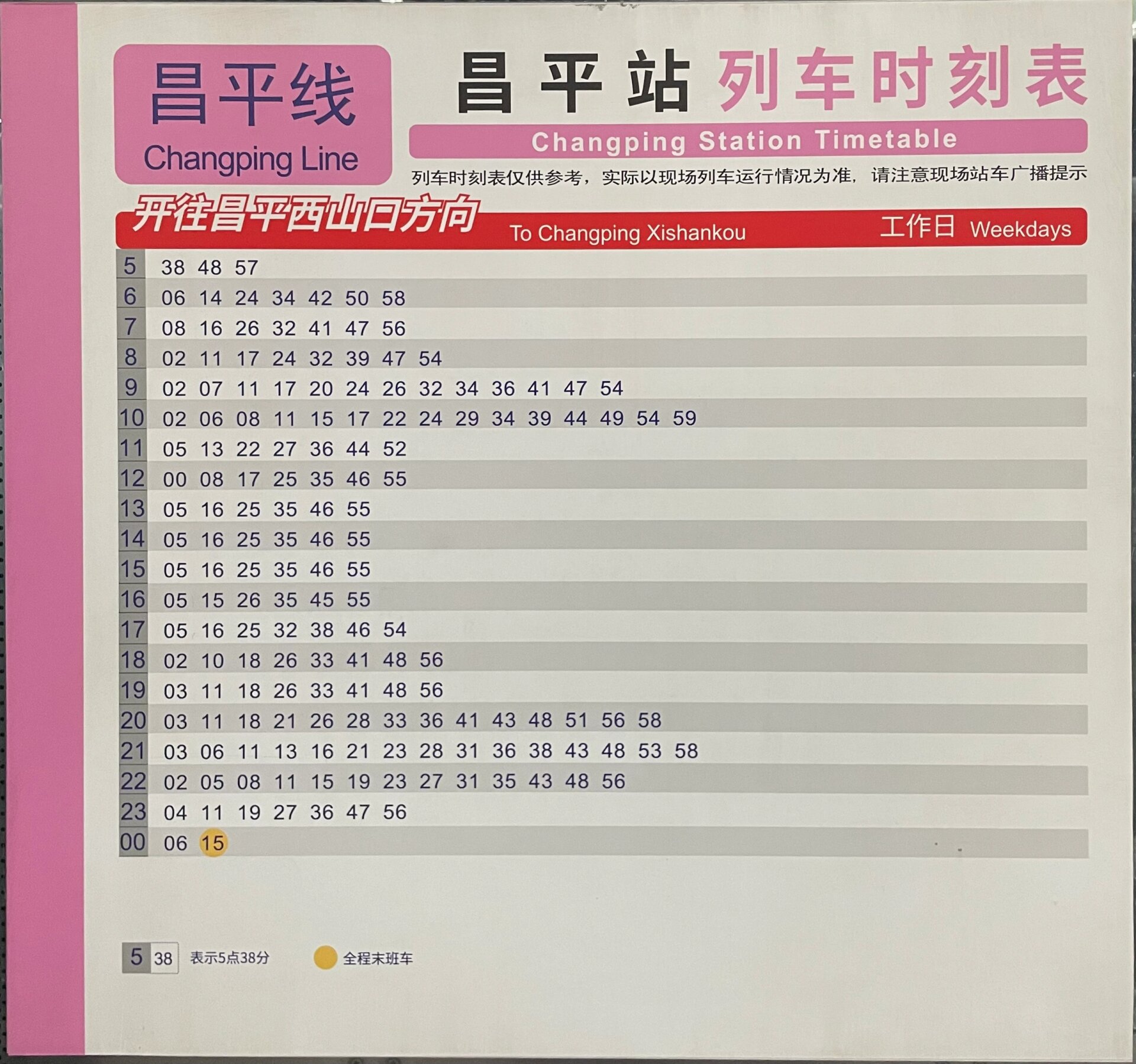 北京北站列车时刻表