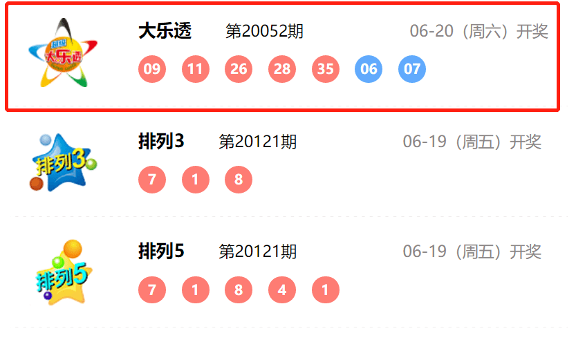 双色大乐透开奖结果查询