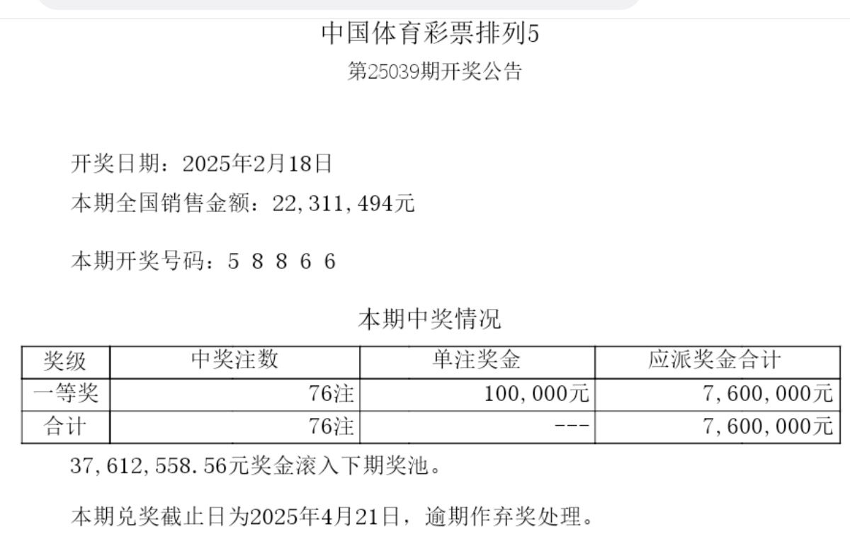 排列五开奖结果查询 今天排列五开奖结果查询-第3张图片