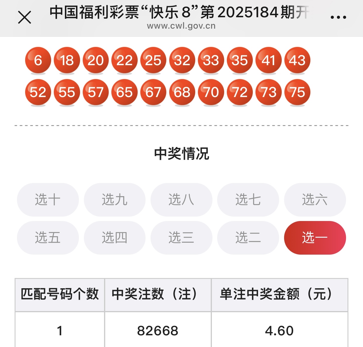 最新福彩快乐8开奖信息
