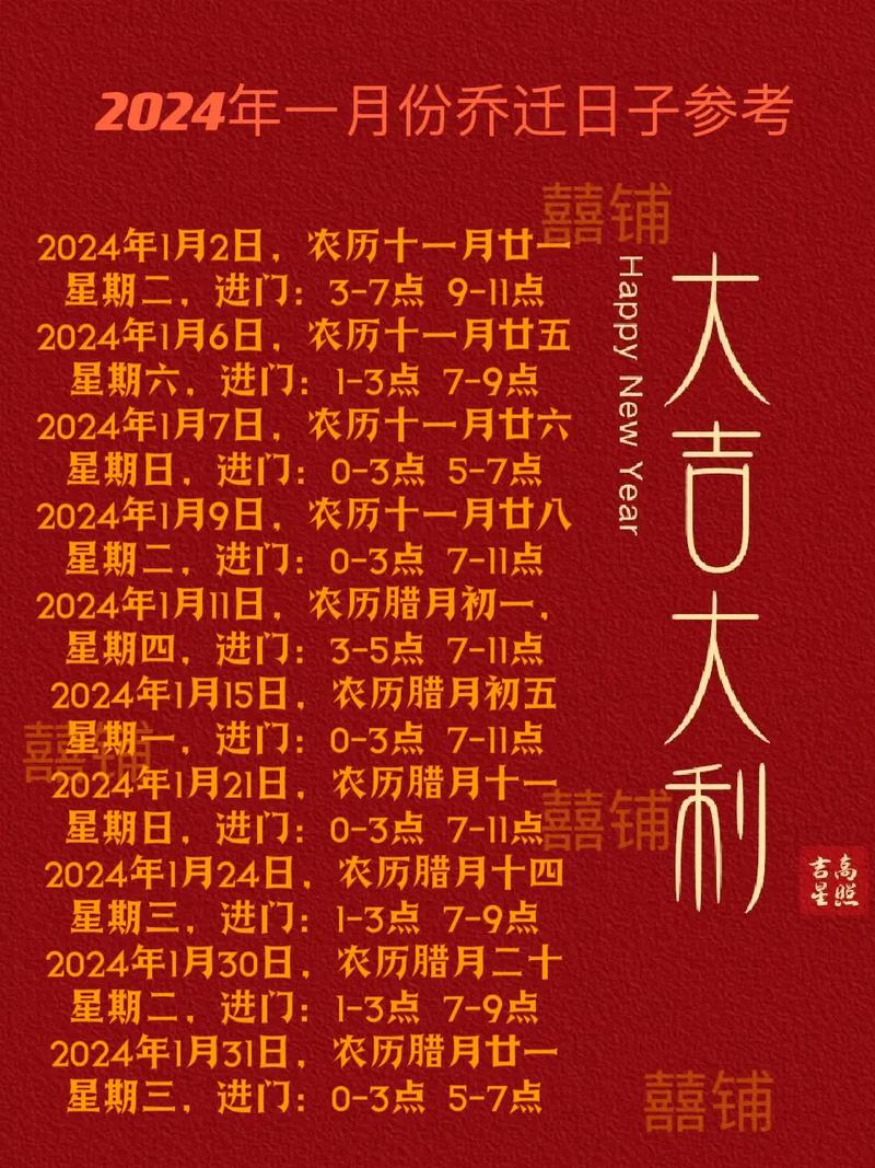 2024年乔迁入宅吉日一览表查询2024年乔迁入宅吉日一览表